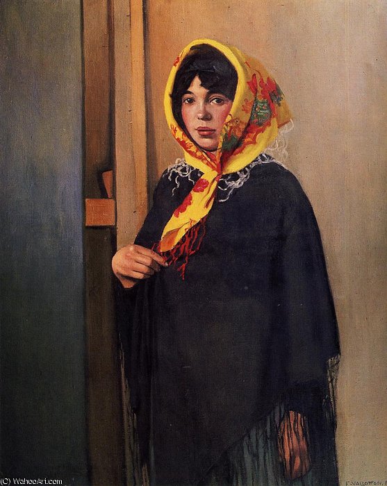Wikioo.org - The Encyclopedia of Fine Arts - Painting, Artwork by Felix Vallotton - Young Woman with Yellow Scarf