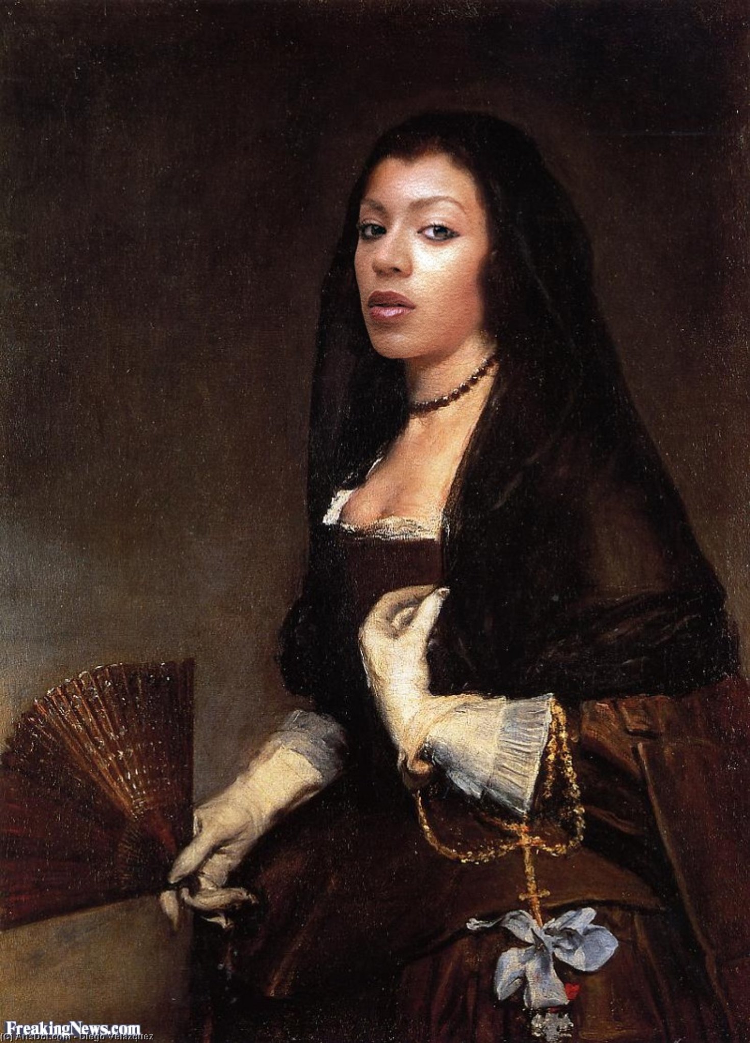 Wikioo.org – L'Encyclopédie des Beaux Arts - Peinture, Oeuvre de Diego Velazquez - dame avec un ventilateur