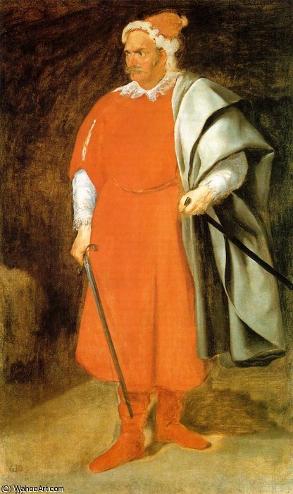 Wikioo.org - The Encyclopedia of Fine Arts - Painting, Artwork by Diego Velazquez - The Buffoon Don Cristobal de Castaneda y Pernia