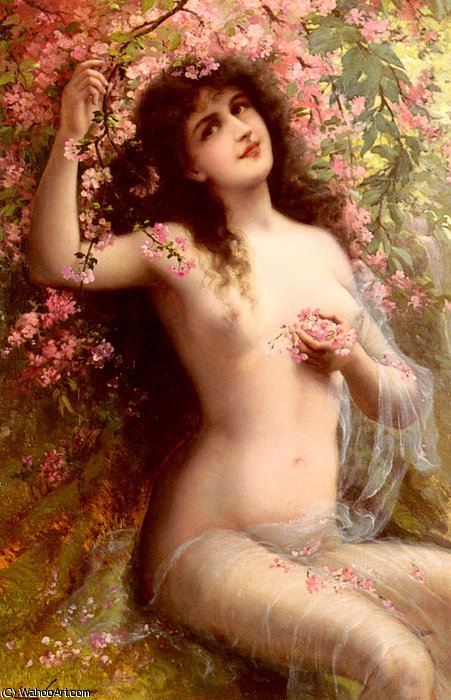 Wikioo.org - Encyklopedia Sztuk Pięknych - Malarstwo, Grafika Emile Vernon - Among the blossoms