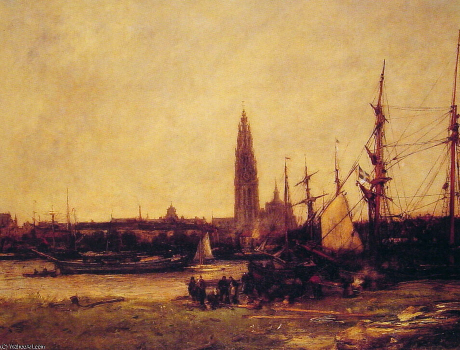 WikiOO.org - Encyclopedia of Fine Arts - Maleri, Artwork Antoine Vollon - View of Antwerp
