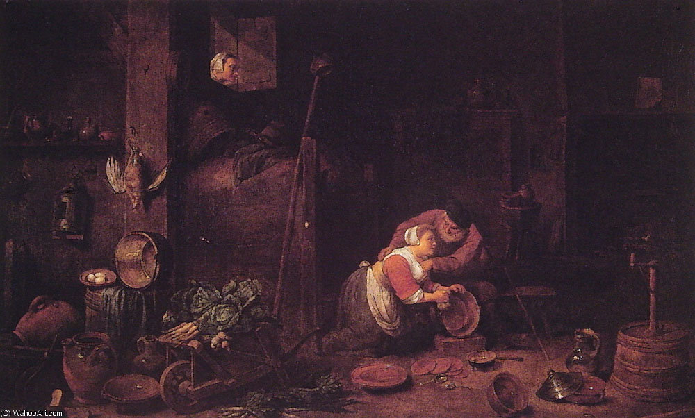 Wikioo.org - The Encyclopedia of Fine Arts - Painting, Artwork by Ferdinand Georg Waldmuller - Der alte und die kuchenmagd