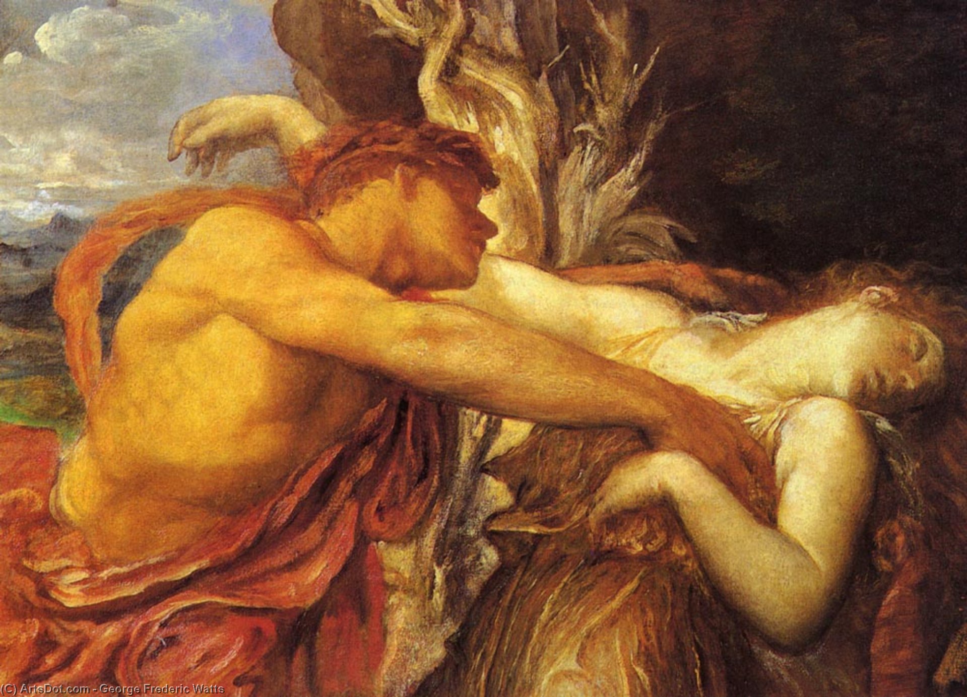 Wikioo.org - The Encyclopedia of Fine Arts - Painting, Artwork by George Frederic Watts - Orpheus and Eurydice (Detail)