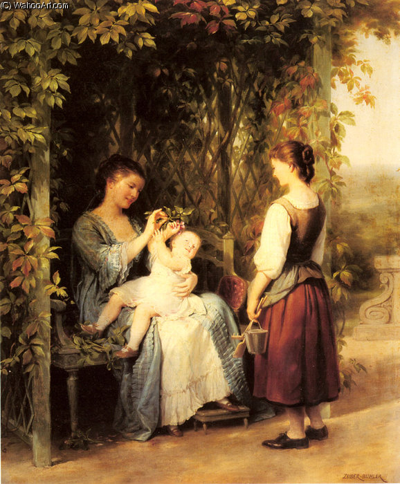 WikiOO.org - Enciklopedija dailės - Tapyba, meno kuriniai Fritz Zuber Buhler - Tickling the Baby