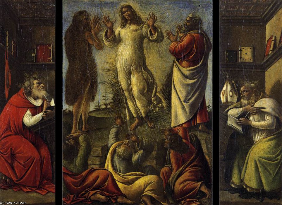 Wikioo.org - สารานุกรมวิจิตรศิลป์ - จิตรกรรม Sandro Botticelli - Transfiguration, St Jerome, St Augustine