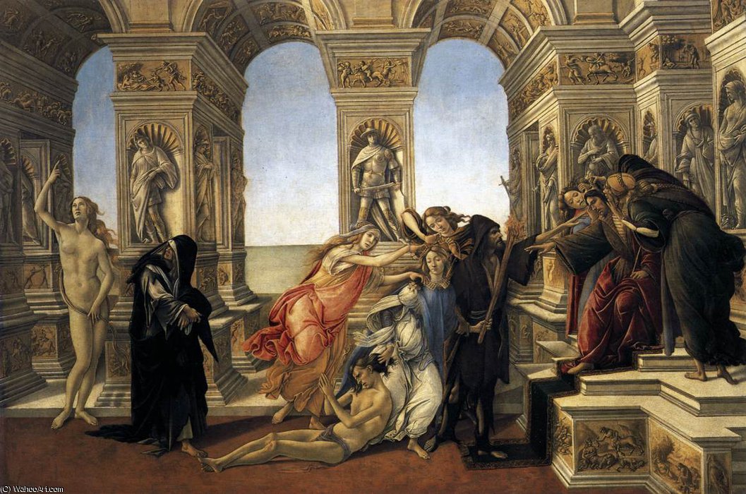 Wikoo.org - موسوعة الفنون الجميلة - اللوحة، العمل الفني Sandro Botticelli - Calumny of Apelles