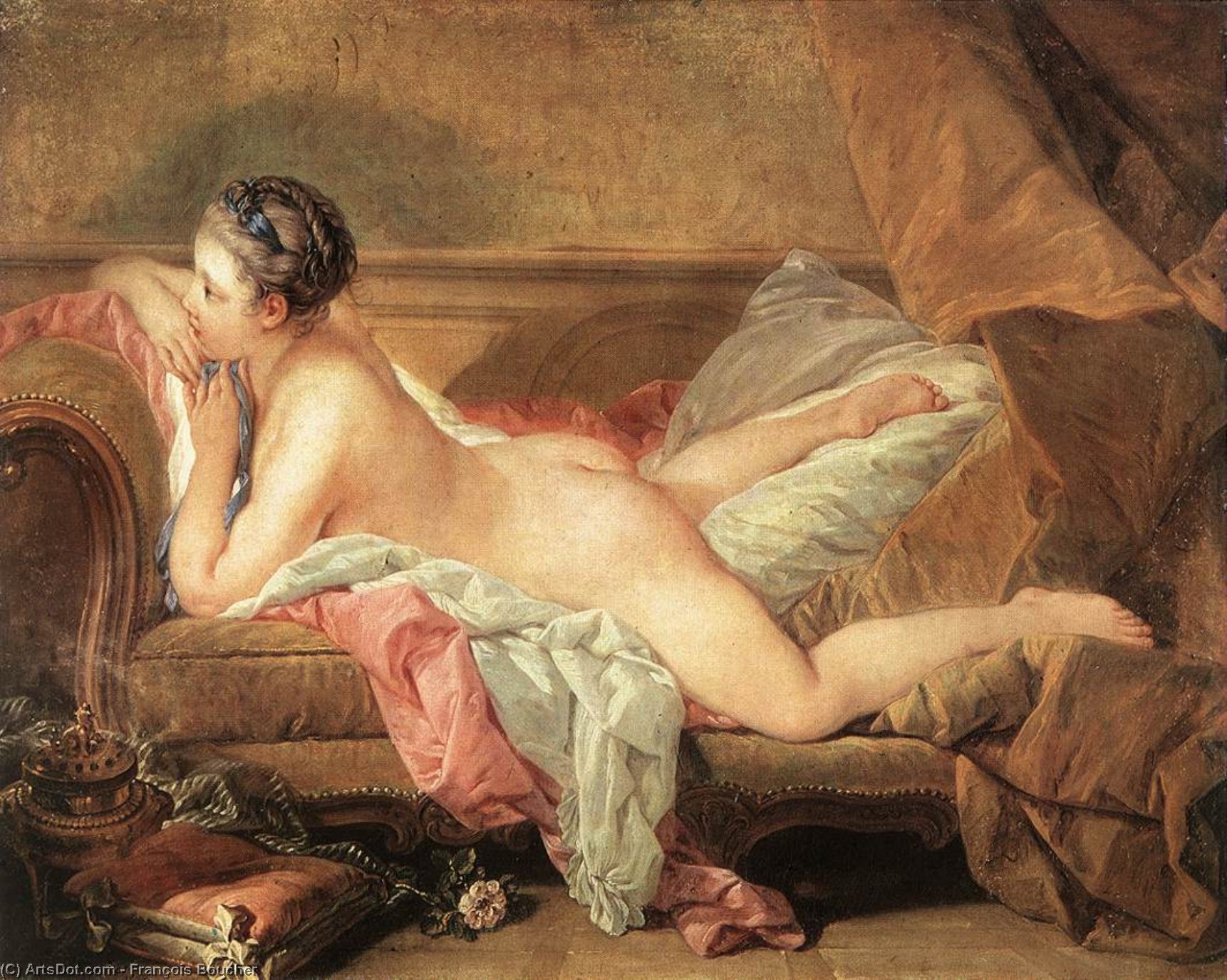 WikiOO.org - Encyclopedia of Fine Arts - Maleri, Artwork François Boucher - Girl Reclining (Louise O'Murphy)
