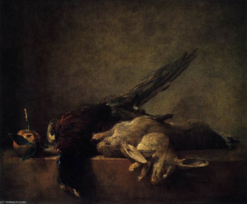 Wikioo.org - The Encyclopedia of Fine Arts - Painting, Artwork by Jean-Baptiste Simeon Chardin - Still-Life with Pheasant