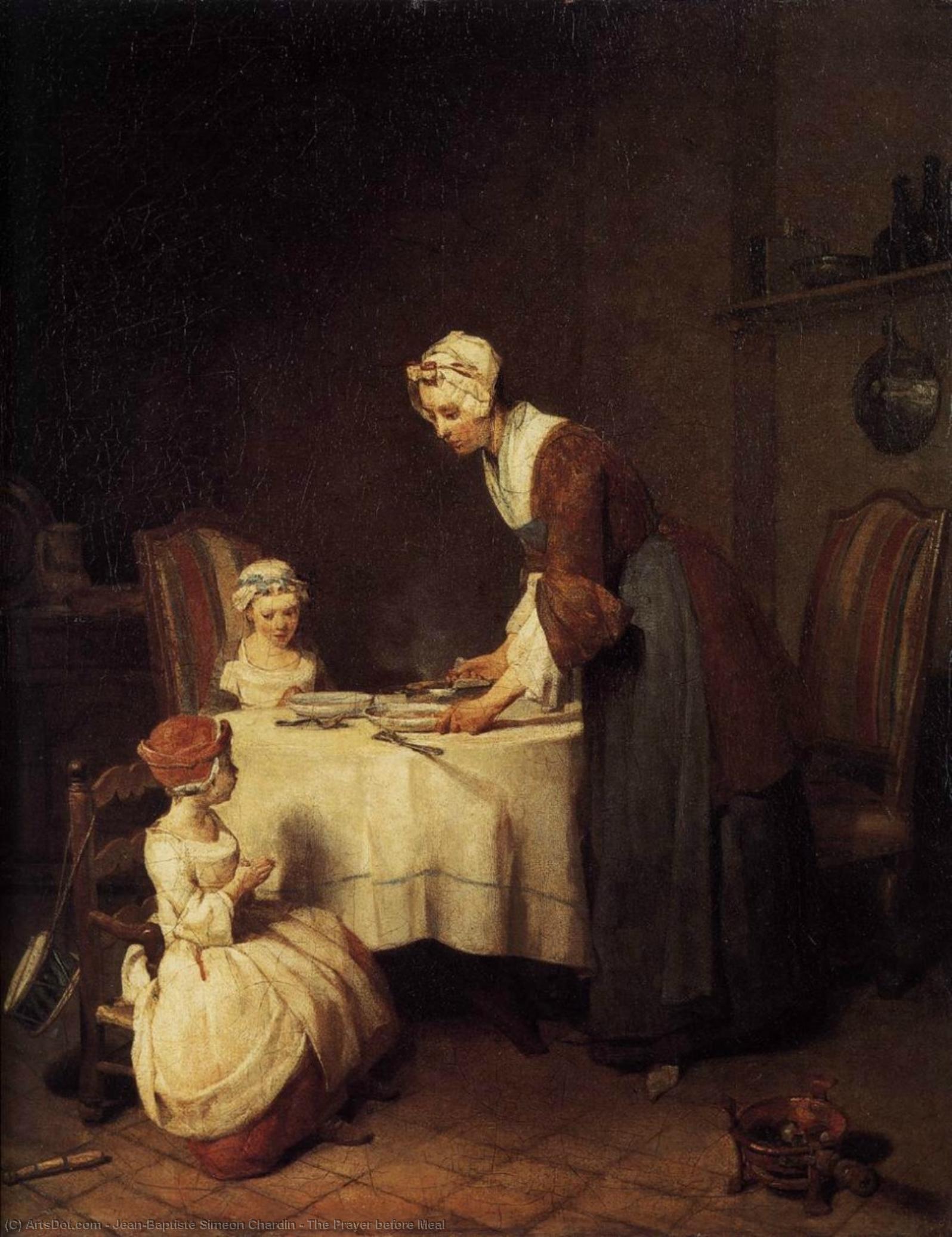 Wikioo.org - The Encyclopedia of Fine Arts - Painting, Artwork by Jean-Baptiste Simeon Chardin - The Prayer before Meal