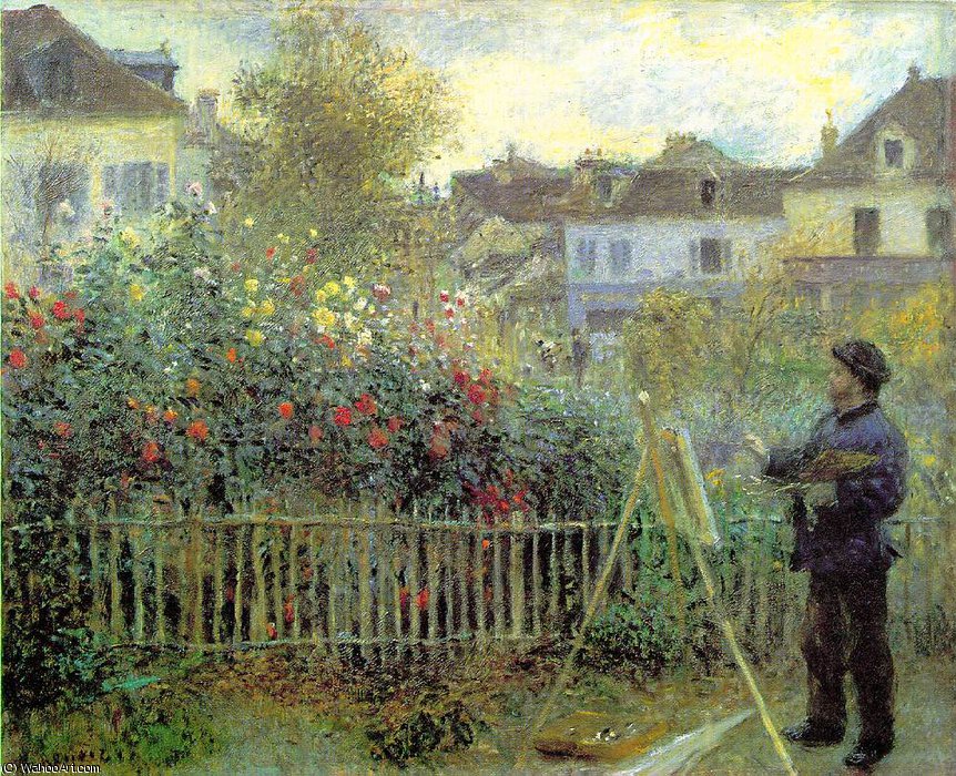 WikiOO.org - Enciklopedija dailės - Tapyba, meno kuriniai Claude Monet - Renoir painting in his garden