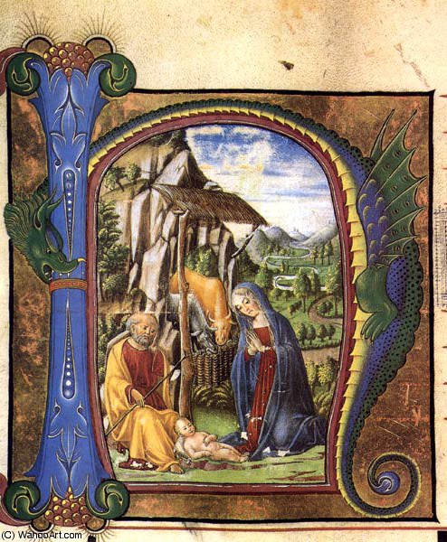WikiOO.org – 美術百科全書 - 繪畫，作品 Francesco Di Giorgio Martini - 其他 - 耶稣诞生 (  在 Antiphonary )
