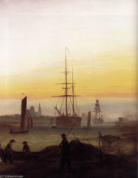 WikiOO.org - Encyclopedia of Fine Arts - Målning, konstverk Caspar David Friedrich - Harbour