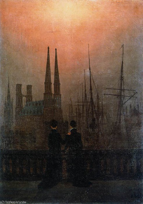 Wikioo.org – L'Encyclopédie des Beaux Arts - Peinture, Oeuvre de Caspar David Friedrich - sœurs sur  la  Balcon