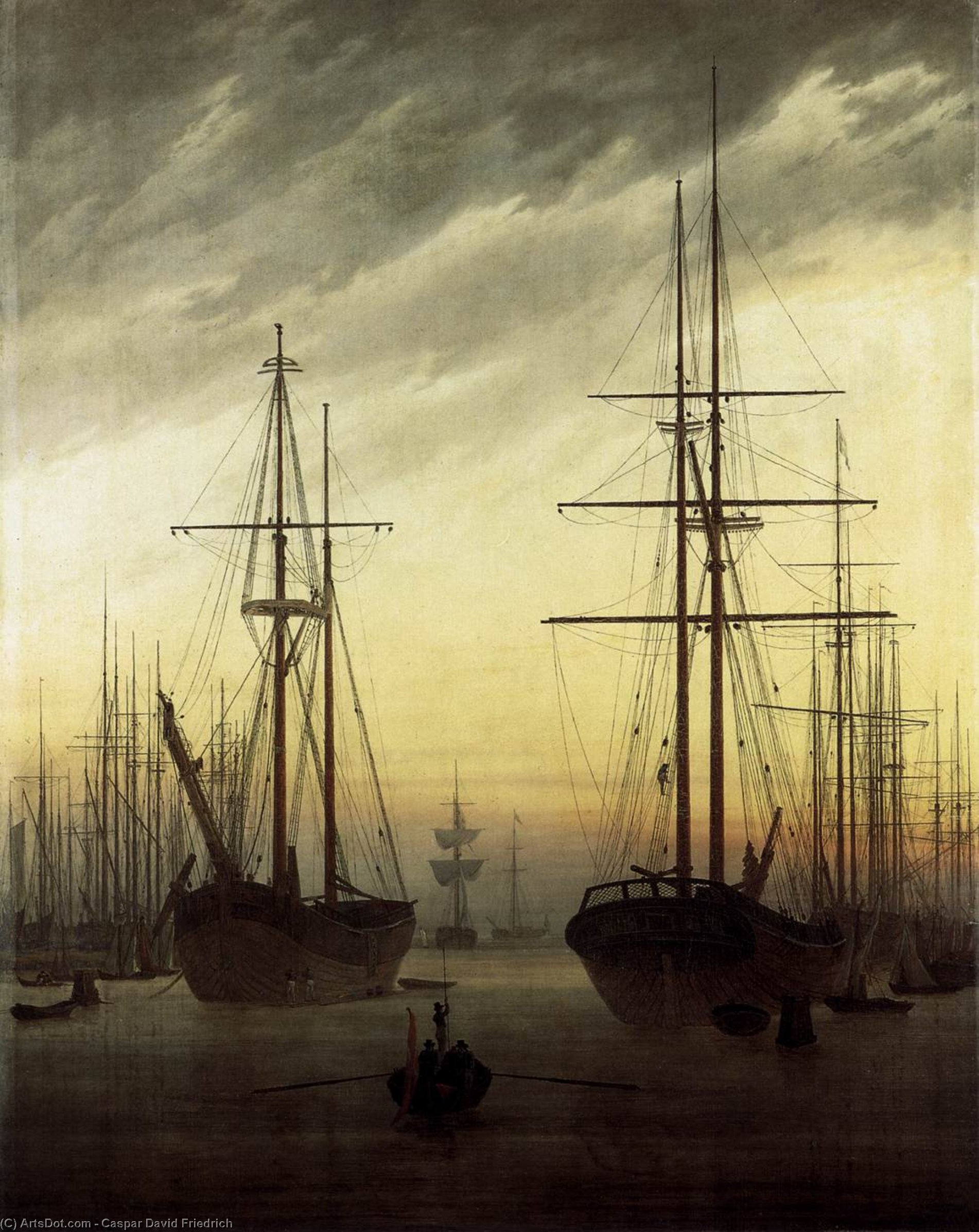 Wikioo.org - The Encyclopedia of Fine Arts - Painting, Artwork by Caspar David Friedrich - of a Harbour