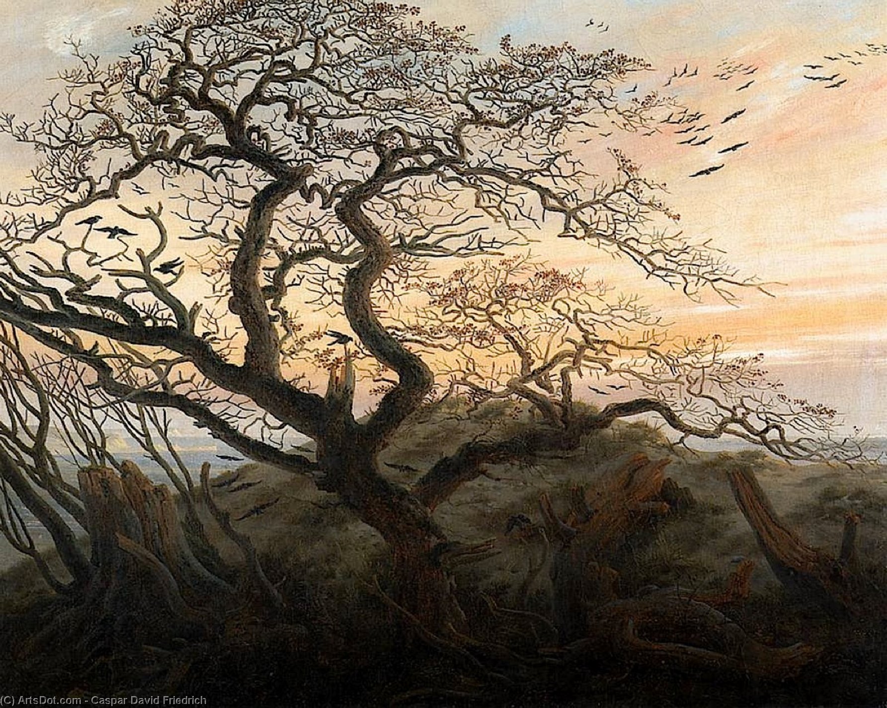 WikiOO.org - Encyclopedia of Fine Arts - Lukisan, Artwork Caspar David Friedrich - Tree of Crows