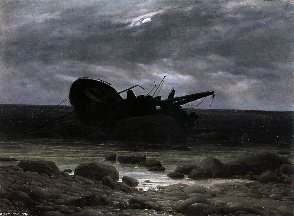Wikioo.org - The Encyclopedia of Fine Arts - Painting, Artwork by Caspar David Friedrich - in the Moonlight