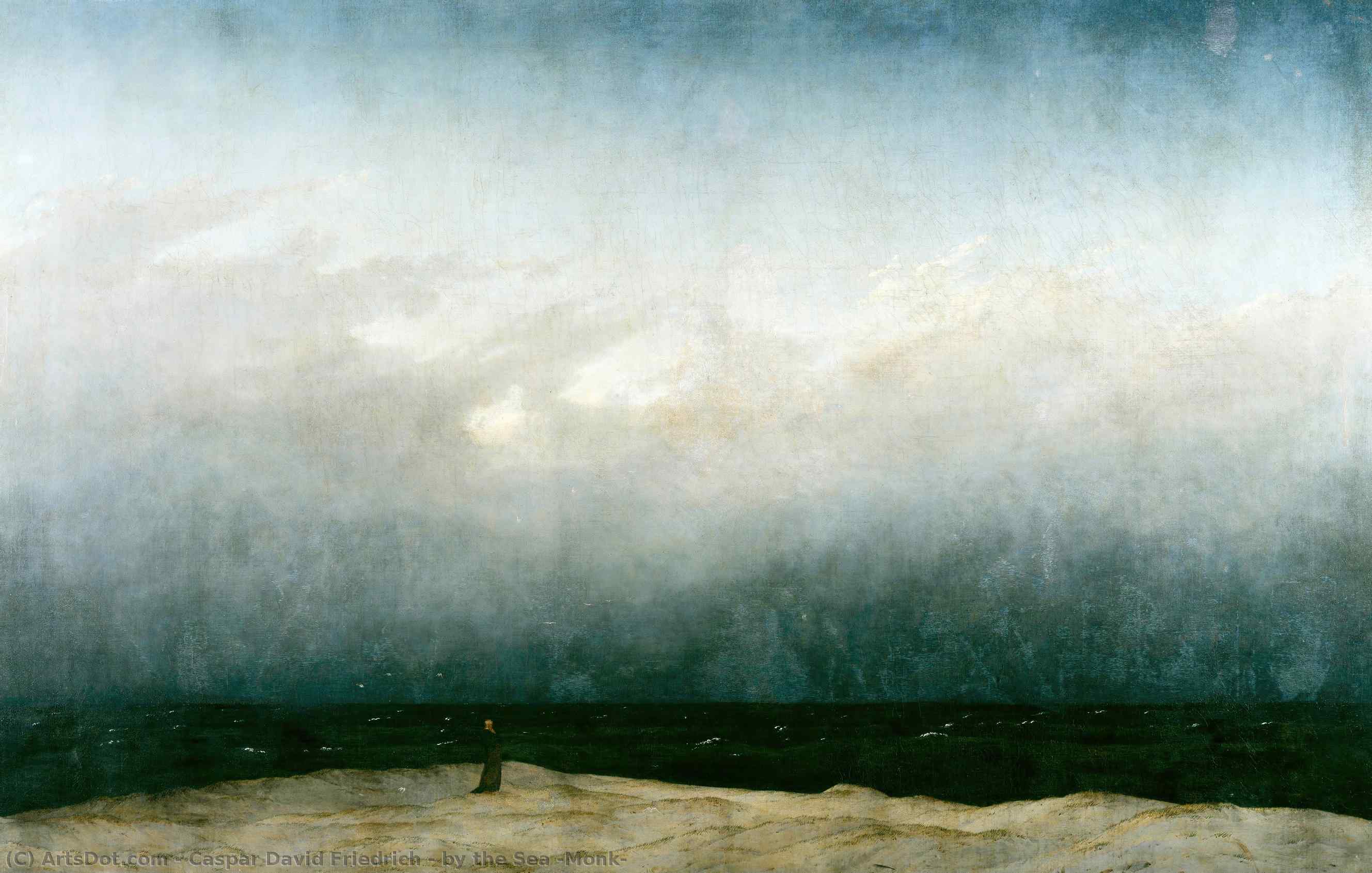 WikiOO.org - Encyclopedia of Fine Arts - Maľba, Artwork Caspar David Friedrich - by the Sea (Monk)