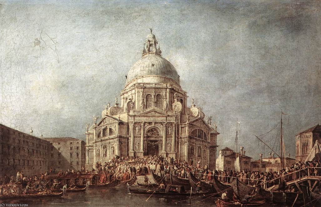 Wikioo.org - The Encyclopedia of Fine Arts - Painting, Artwork by Francesco Lazzaro Guardi - The Doge at the Basilica of La Salute