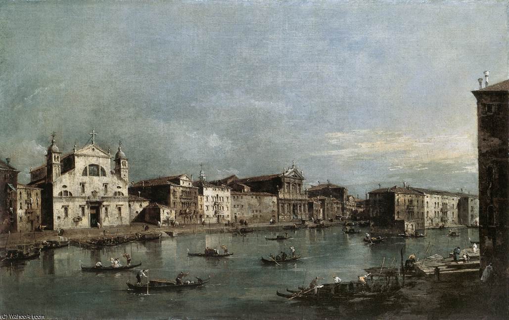 Wikioo.org - The Encyclopedia of Fine Arts - Painting, Artwork by Francesco Lazzaro Guardi - The Grand Canal with Santa Lucia and the Scalzi