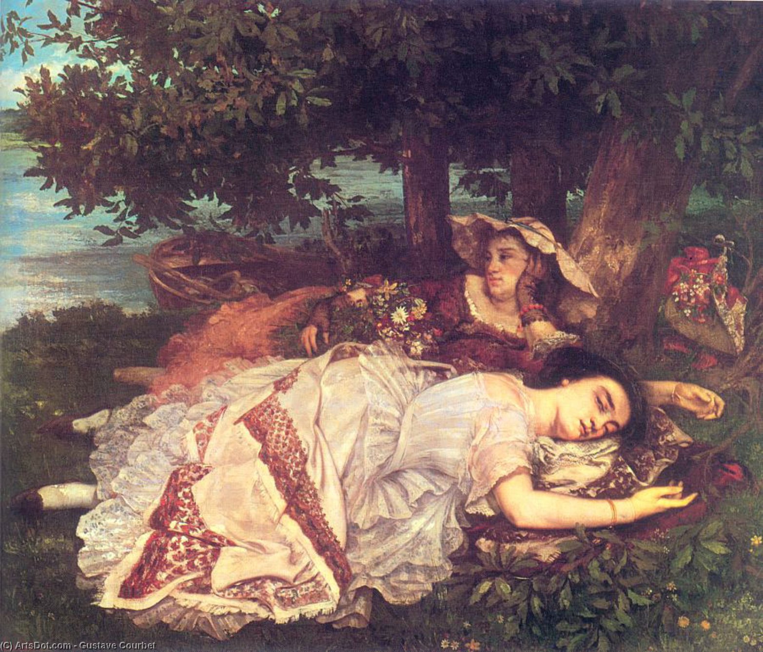 Wikioo.org - สารานุกรมวิจิตรศิลป์ - จิตรกรรม Gustave Courbet - The Young Ladies on the Banks of the Seine