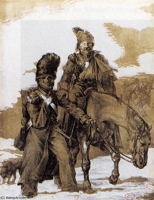 WikiOO.org - Encyclopedia of Fine Arts - Schilderen, Artwork Jean-Louis André Théodore Géricault - graphics - The Retreat from Russia