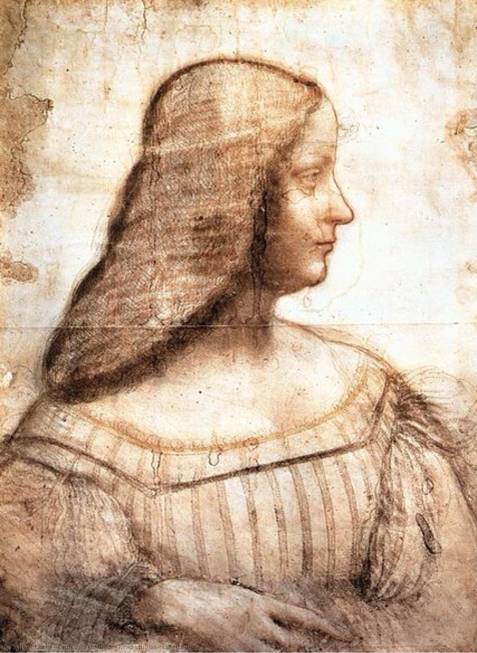 Wikioo.org – La Enciclopedia de las Bellas Artes - Pintura, Obras de arte de Leonardo Da Vinci - cabeza studies-Isabella d'Este