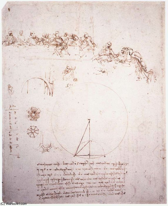 WikiOO.org - Encyclopedia of Fine Arts - Lukisan, Artwork Leonardo Da Vinci - studyes-Study for the Last Supper