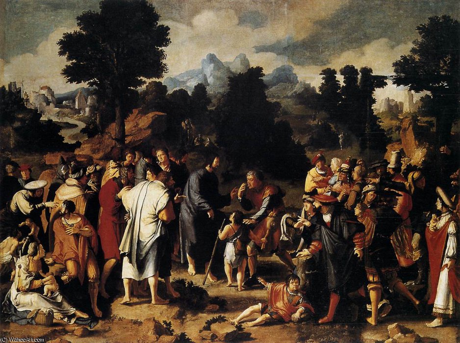 Wikioo.org - The Encyclopedia of Fine Arts - Painting, Artwork by Lucas Van Leyden - Paintings-Christ Healing the Blind