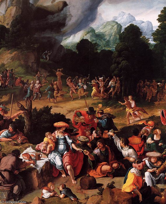Wikioo.org - The Encyclopedia of Fine Arts - Painting, Artwork by Lucas Van Leyden - Paintings-Worshipping of the Golden Calf (detail)