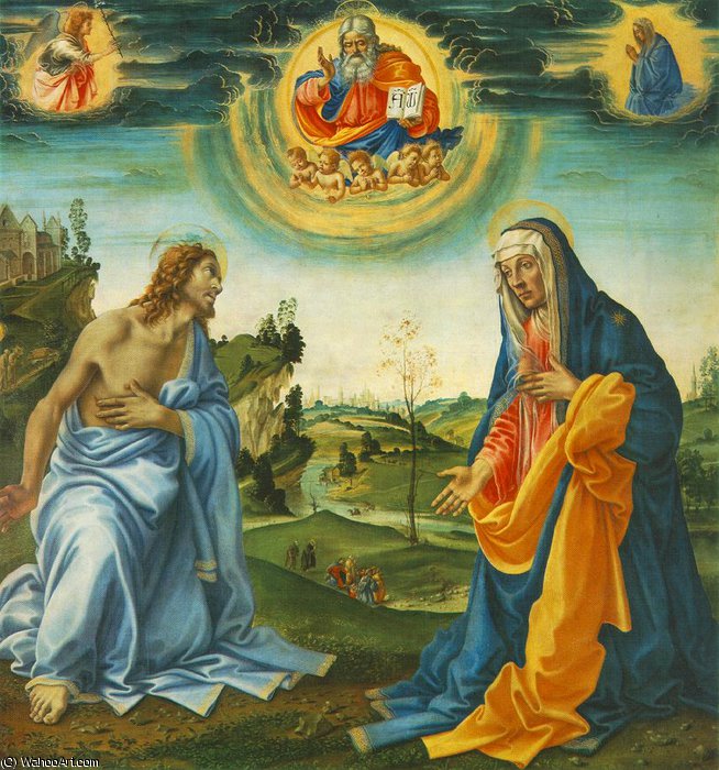 Wikioo.org – L'Encyclopédie des Beaux Arts - Peinture, Oeuvre de Filippino Lippi - Intervention du christ et mary