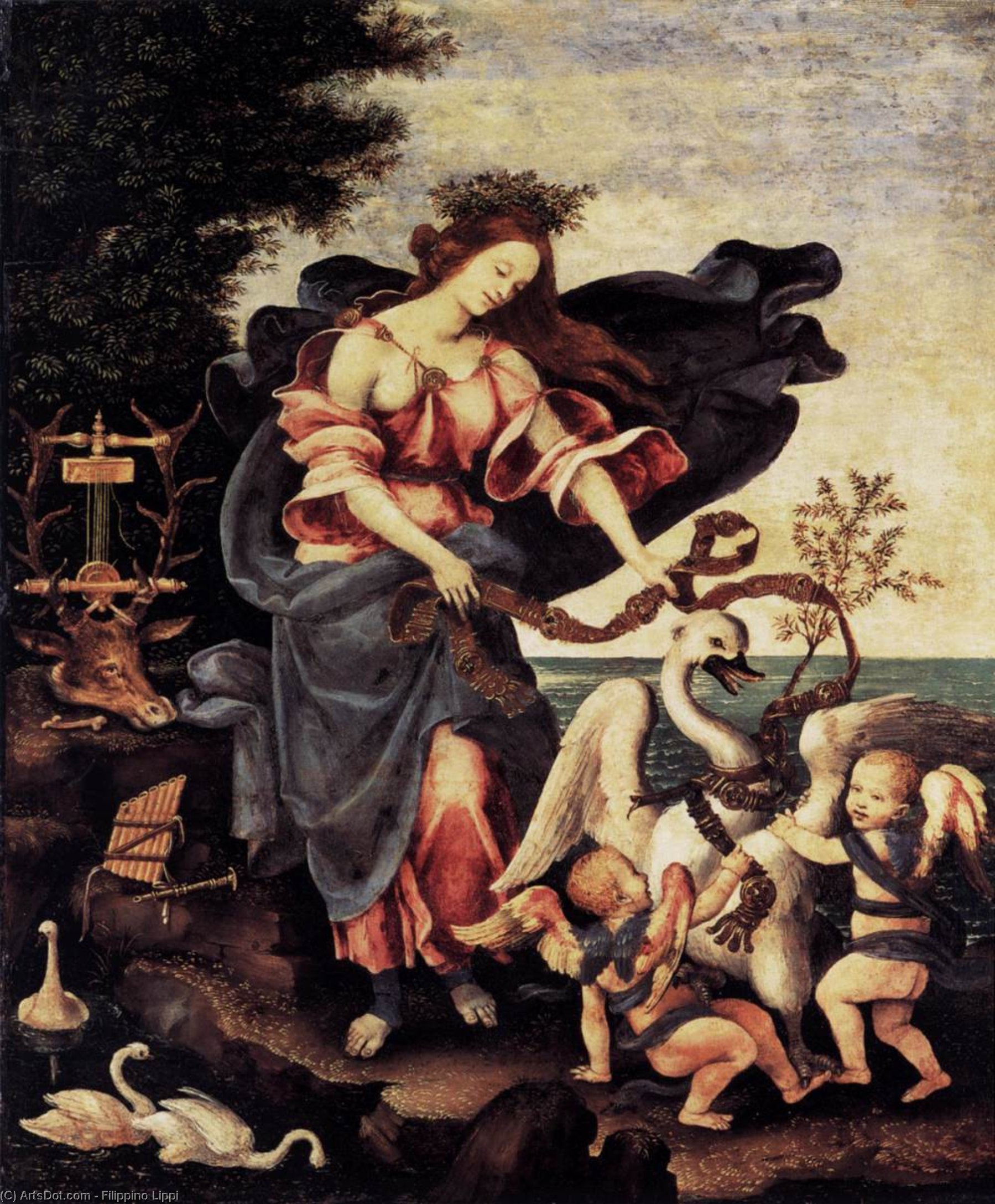 WikiOO.org - 백과 사전 - 회화, 삽화 Filippino Lippi - of Music or Erato