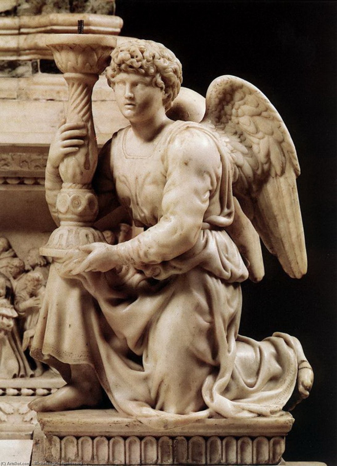 Wikioo.org – L'Enciclopedia delle Belle Arti - Pittura, Opere di Michelangelo Buonarroti - fino a quando angelo  con  Candeliere