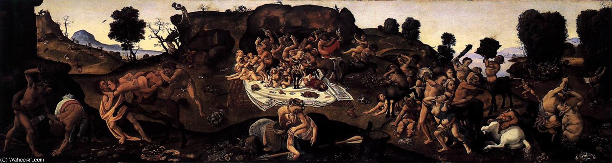 WikiOO.org - 백과 사전 - 회화, 삽화 Piero Di Cosimo (Piero Di Lorenzo) - allegory - Battle of Lapiths and Centaurs