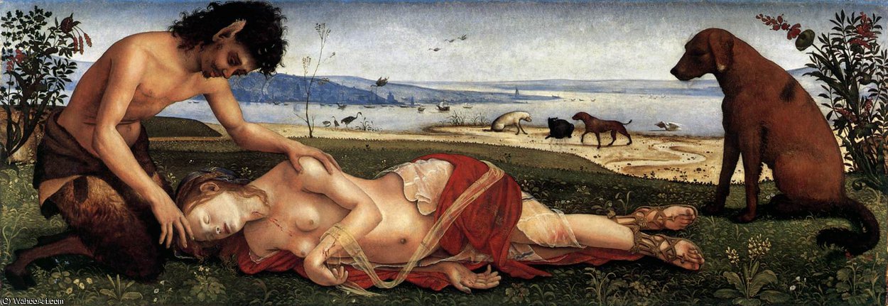Wikioo.org – La Enciclopedia de las Bellas Artes - Pintura, Obras de arte de Piero Di Cosimo (Piero Di Lorenzo) - alegoría - la muerte de procris