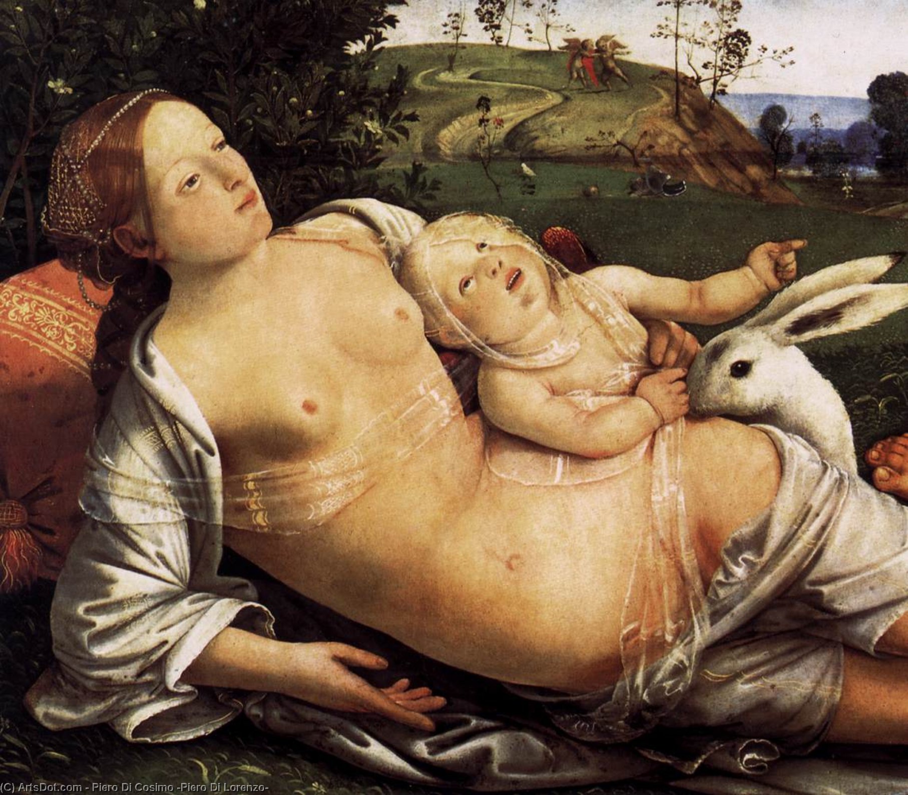 Wikioo.org - สารานุกรมวิจิตรศิลป์ - จิตรกรรม Piero Di Cosimo (Piero Di Lorenzo) - allegory - Venus, Mars, and Cupid (detail)
