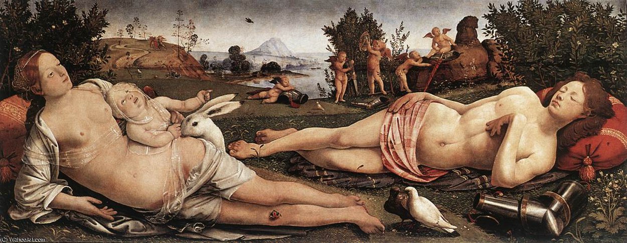Wikioo.org - สารานุกรมวิจิตรศิลป์ - จิตรกรรม Piero Di Cosimo (Piero Di Lorenzo) - allegory - Venus, Mars, and Cupid