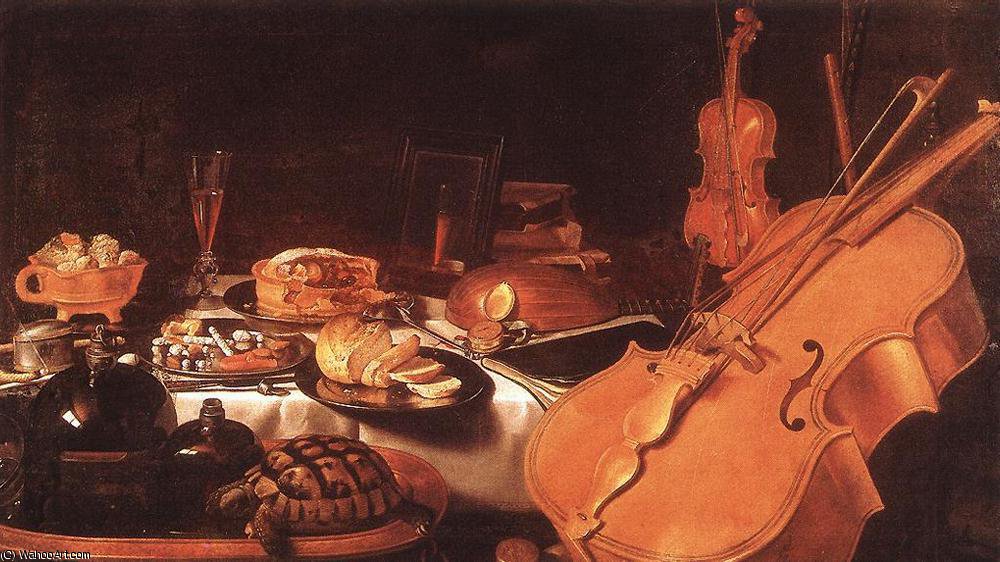 Wikoo.org - موسوعة الفنون الجميلة - اللوحة، العمل الفني Pieter Claesz - Still Life with Musical Instruments