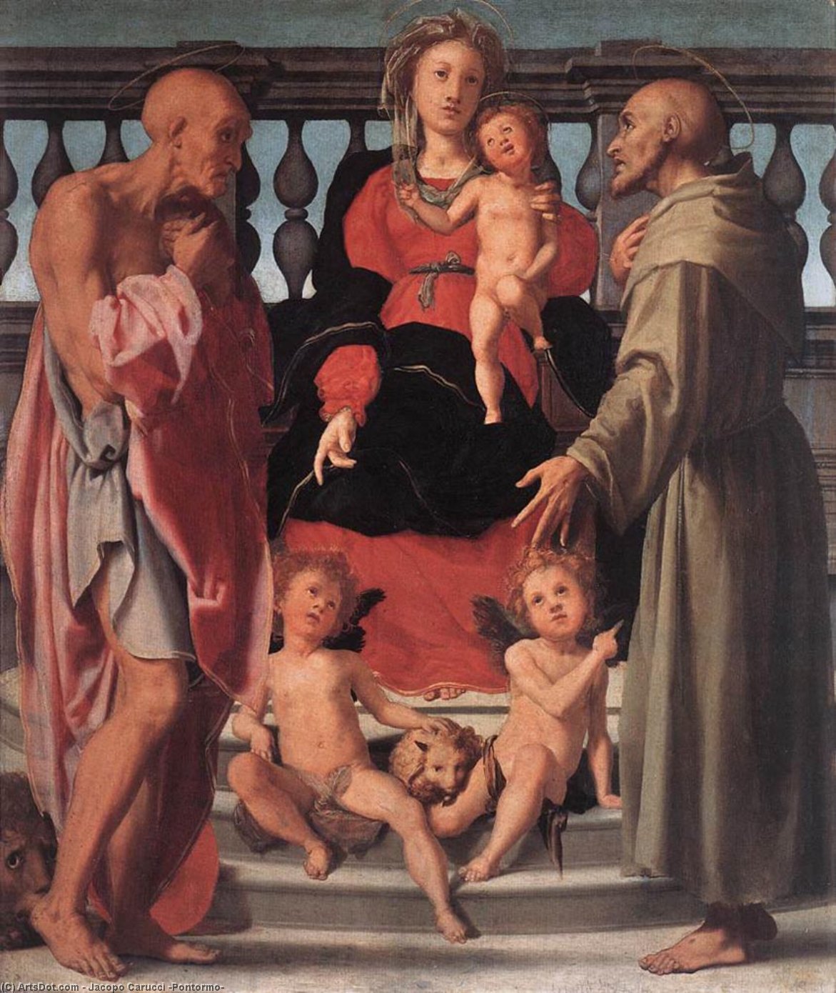 Wikioo.org – L'Encyclopédie des Beaux Arts - Peinture, Oeuvre de Jacopo Carucci (Pontormo) - madonna et l'enfant avec deux saints