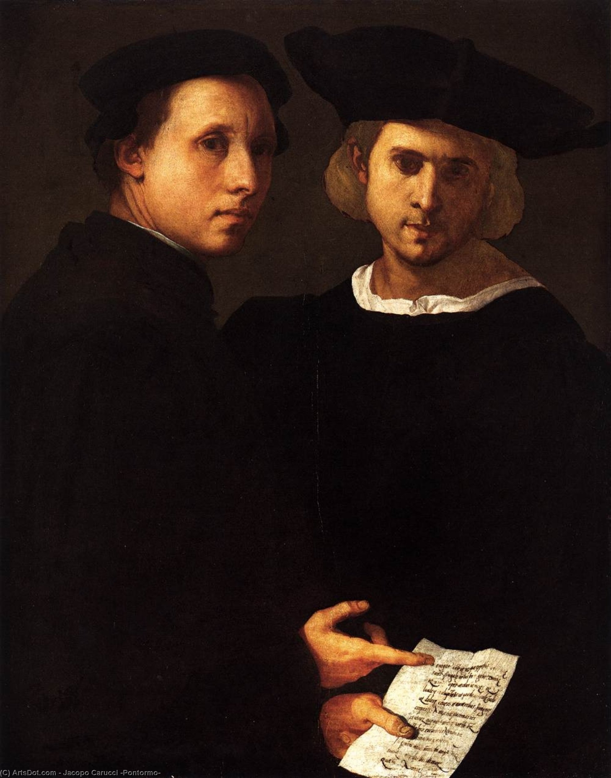 WikiOO.org - Enciclopédia das Belas Artes - Pintura, Arte por Jacopo Carucci (Pontormo) - Portrait of Two Friends