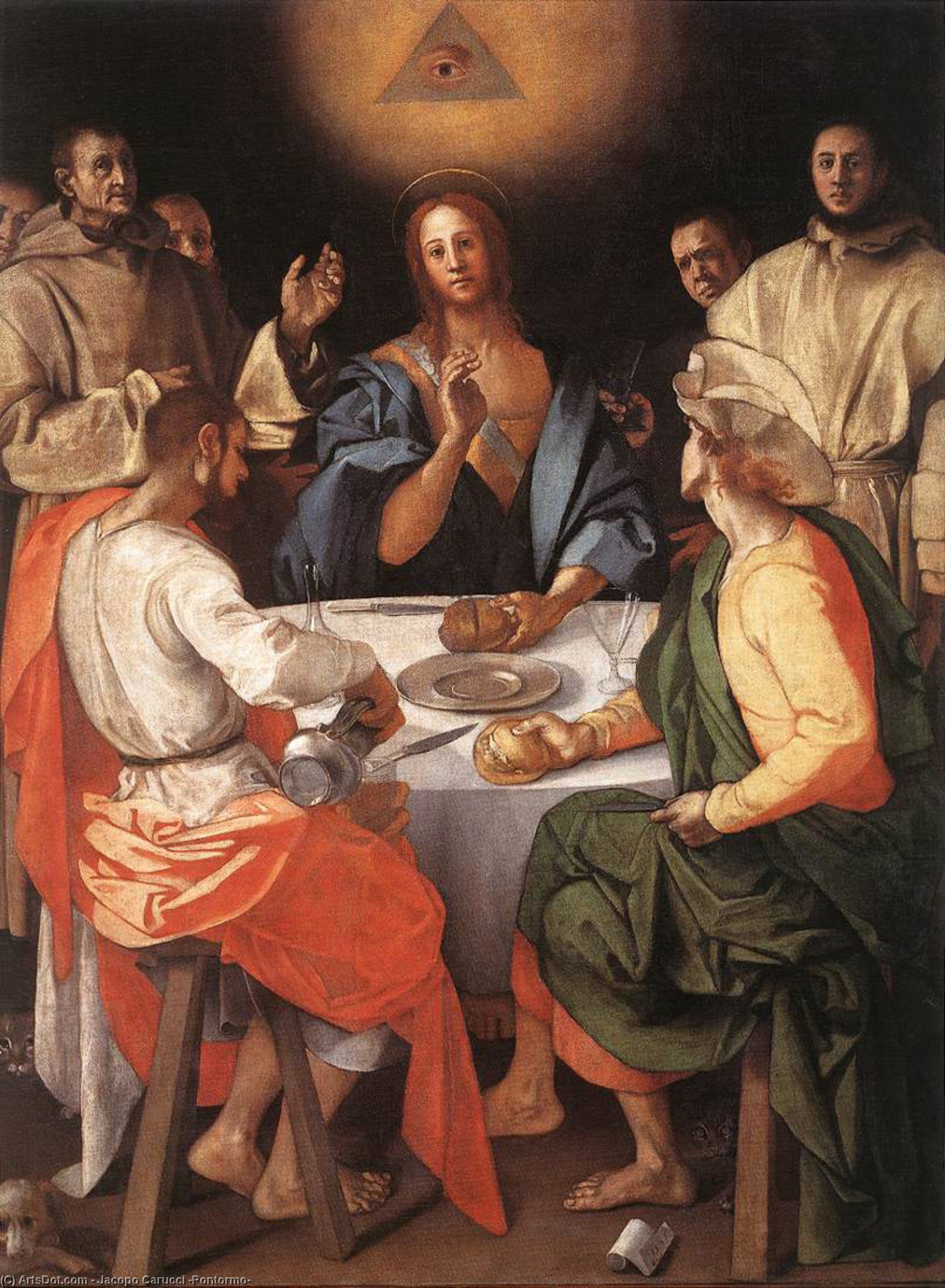 WikiOO.org - 百科事典 - 絵画、アートワーク Jacopo Carucci (Pontormo) - エマオでの晩餐