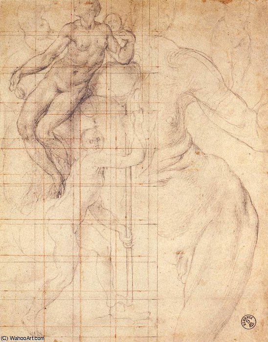 WikiOO.org - Encyclopedia of Fine Arts - Festés, Grafika Jacopo Carucci (Pontormo) - Adam and Eve at Work