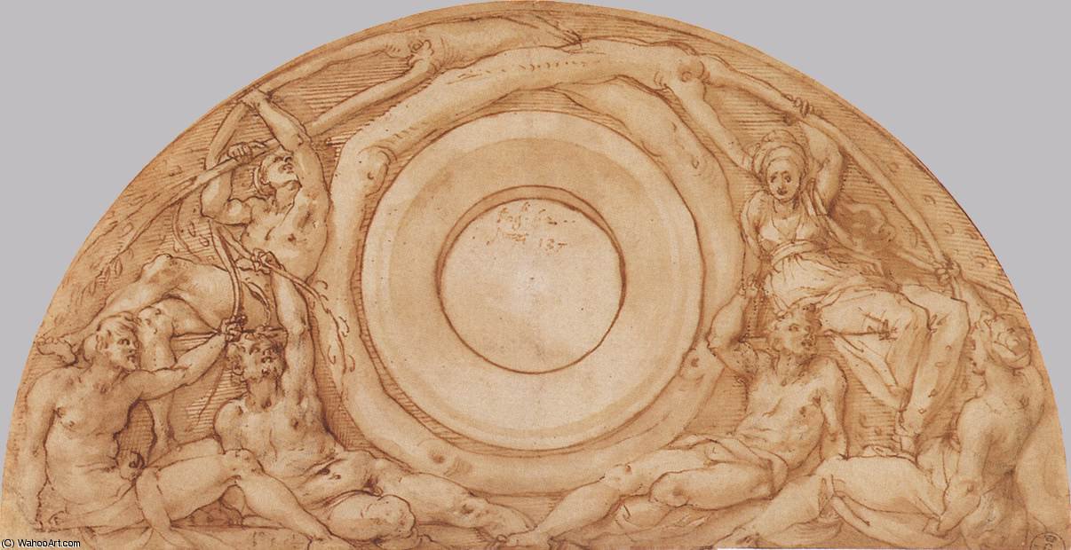 WikiOO.org - دایره المعارف هنرهای زیبا - نقاشی، آثار هنری Jacopo Carucci (Pontormo) - Study for the Lunette with Vertumnus and Pomona