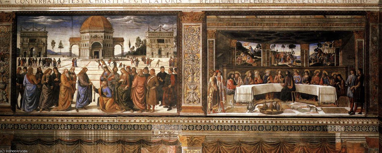 Wikioo.org - The Encyclopedia of Fine Arts - Painting, Artwork by Cosimo Rosselli - Scenes on the left wall