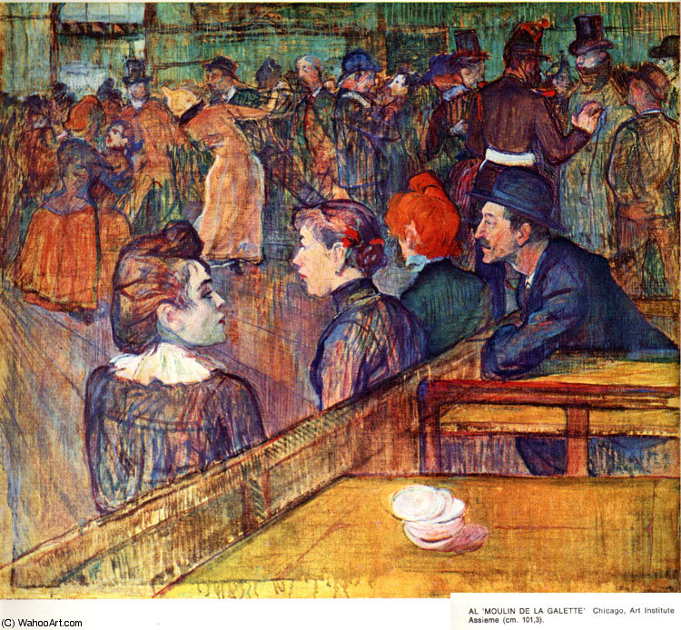 Wikioo.org – La Enciclopedia de las Bellas Artes - Pintura, Obras de arte de Henri De Toulouse Lautrec - En el Moulin de la Galette Danza