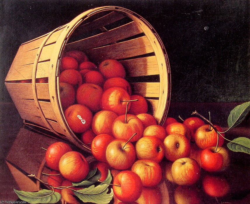 Wikioo.org - The Encyclopedia of Fine Arts - Painting, Artwork by Levi Wells Prentice - Apples tumbling from a basket