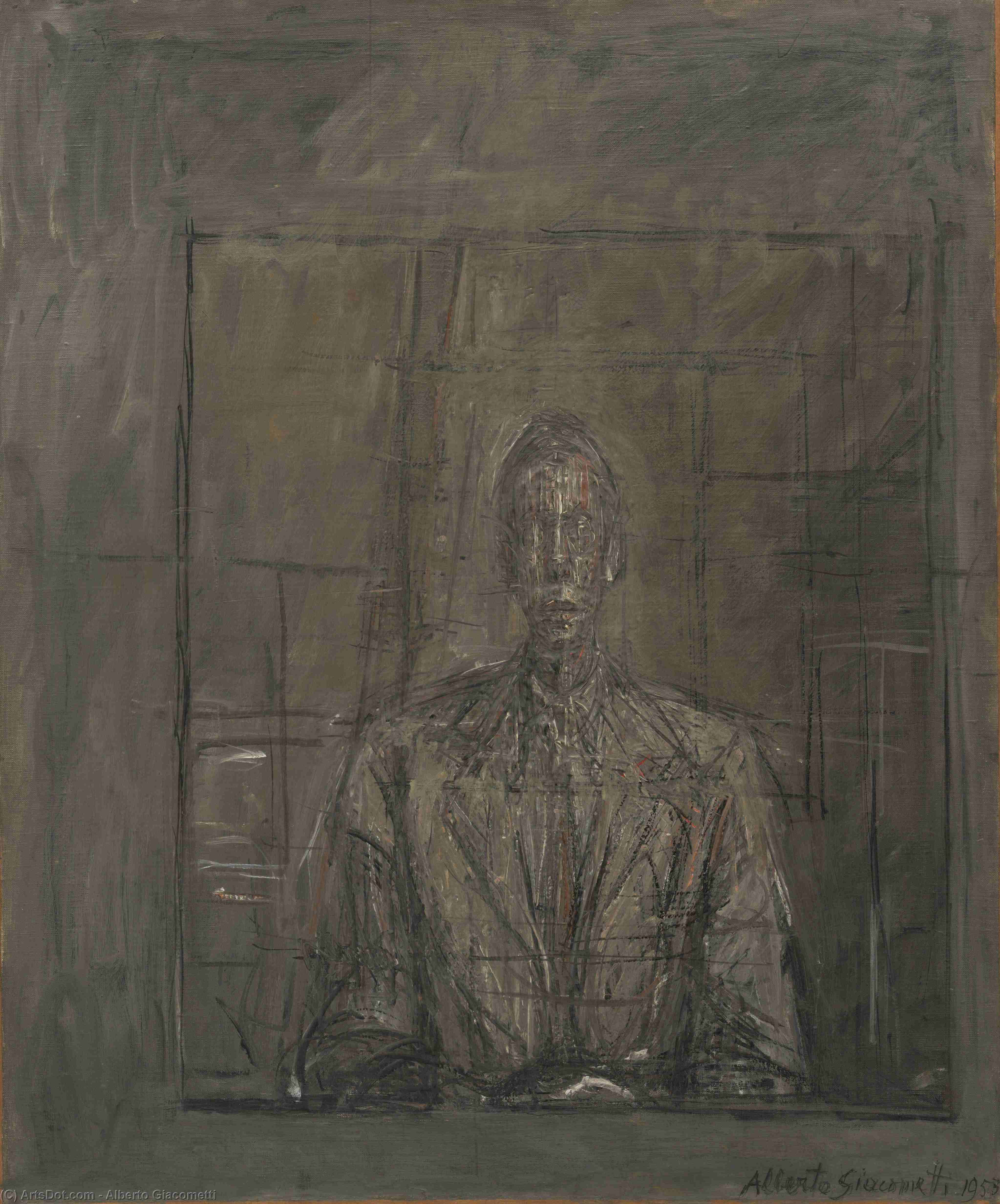 WikiOO.org - 백과 사전 - 회화, 삽화 Alberto Giacometti - Portrait of Peter Watson