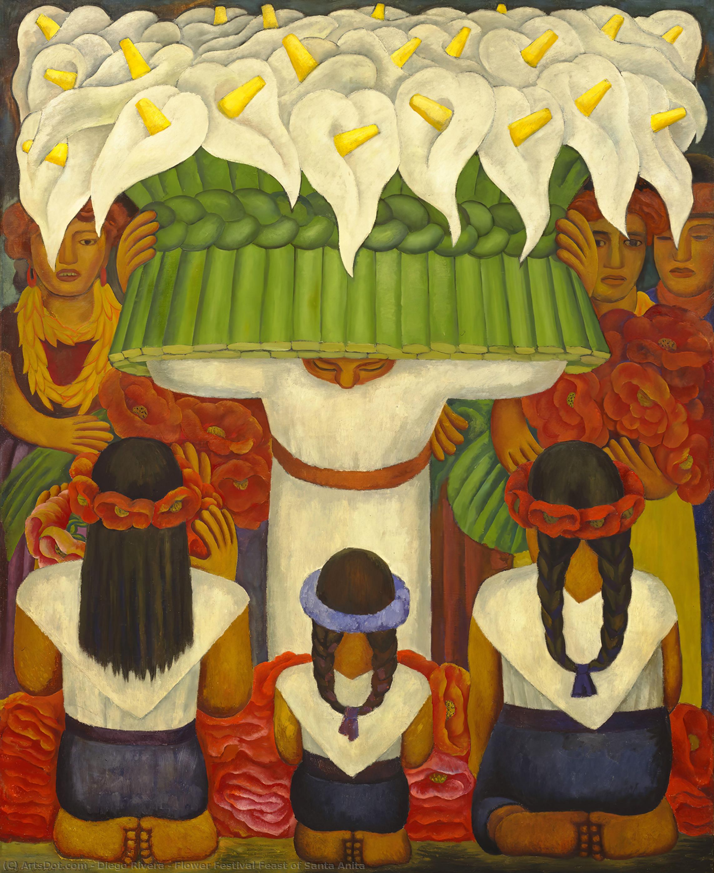 Wikioo.org – La Enciclopedia de las Bellas Artes - Pintura, Obras de arte de Diego Rivera - festival de las flores Fiesta de Papá Anita