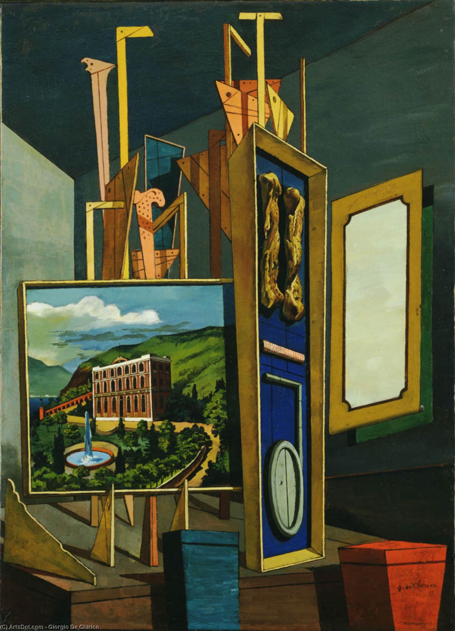 Wikioo.org - The Encyclopedia of Fine Arts - Painting, Artwork by Giorgio De Chirico - Great metaphysical interior