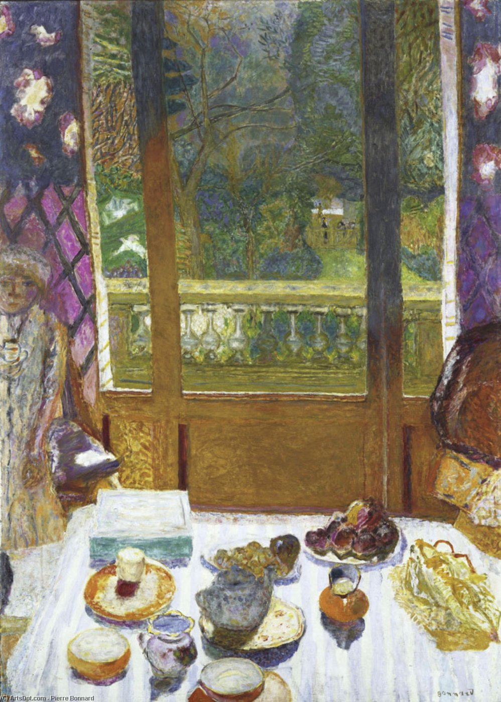 Wikoo.org - موسوعة الفنون الجميلة - اللوحة، العمل الفني Pierre Bonnard - Dining Room Overlooking the Garden