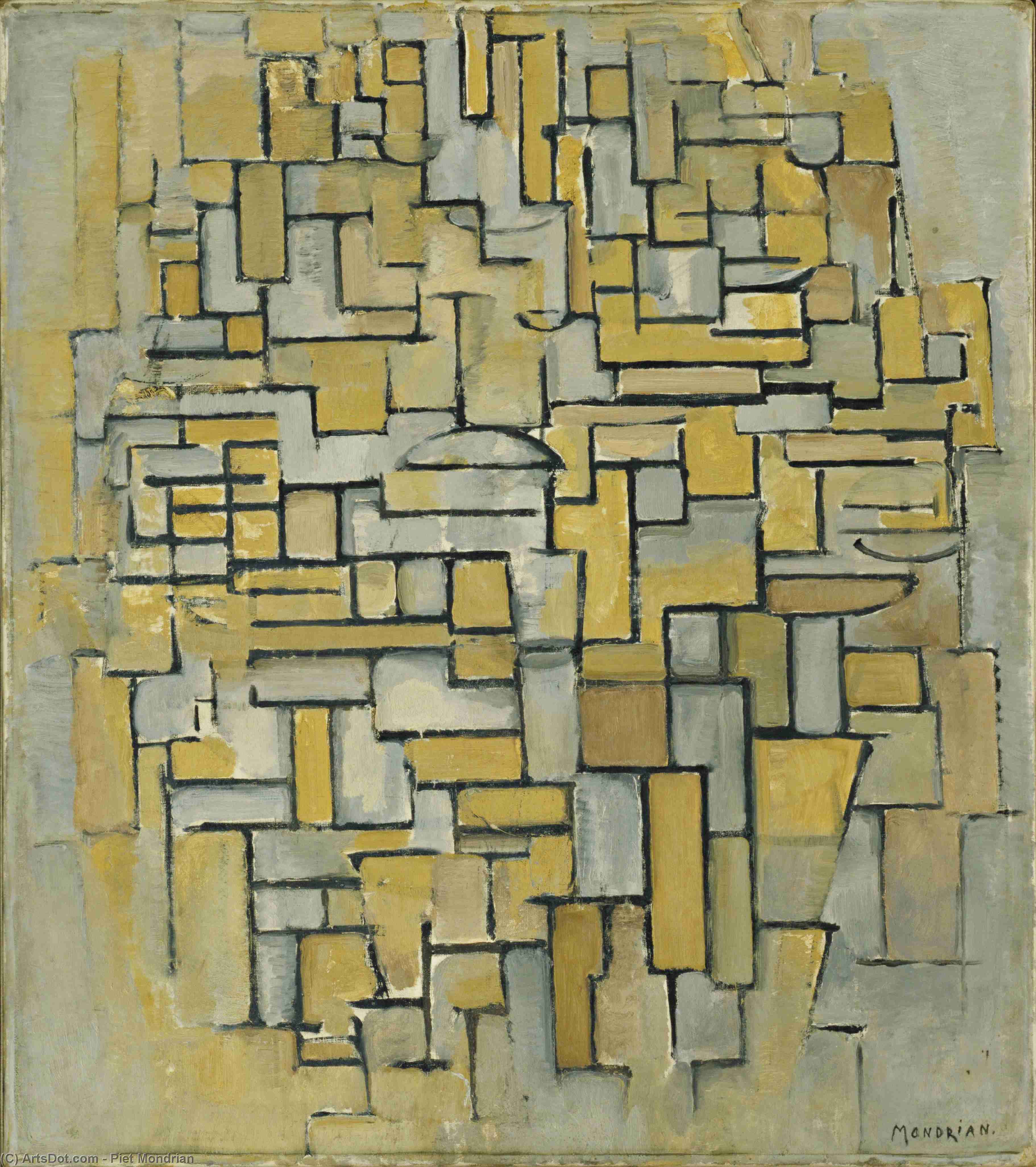 Wikoo.org - موسوعة الفنون الجميلة - اللوحة، العمل الفني Piet Mondrian - Composition in Brown and Gray